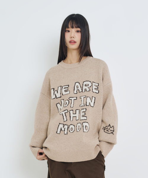 엘엠알() 레터링 자가드 풀오버 니트 BEIGE 상품 이미지