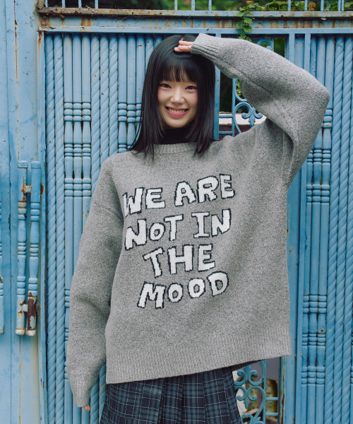 엘엠알() 레터링 자가드 풀오버 니트 GREY 상품 이미지