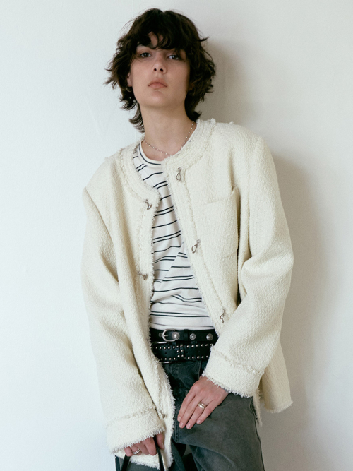 Trimmed Hook Midi Tweed Jacket VW5AJ230_2color