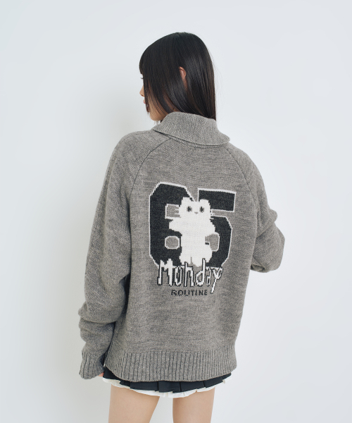 엘엠알() 샹뇽이 울 코위찬 니트 집업 GREY 상품 이미지