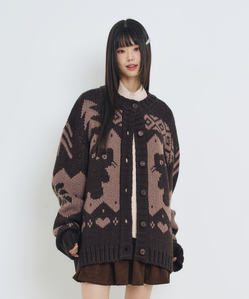 엘엠알() 샹뇽이 헤비 노르딕 가디건 DARK BROWN 상품 이미지