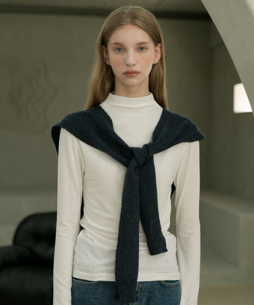 Wool Knit Shawl (navy)