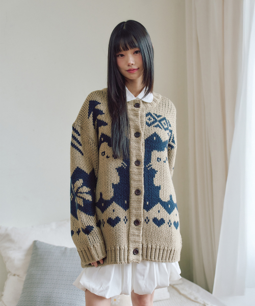 엘엠알() 샹뇽이 헤비 노르딕 가디건 BEIGE 상품 이미지