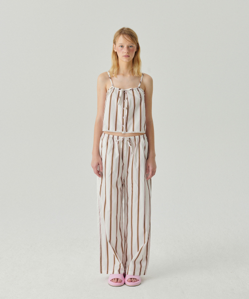Pink Brown stripe long pants