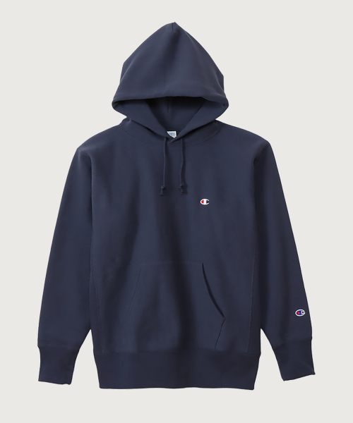 리버스위브 블루택 C로고 오버핏 기모 후드 티셔츠 Dark Navy