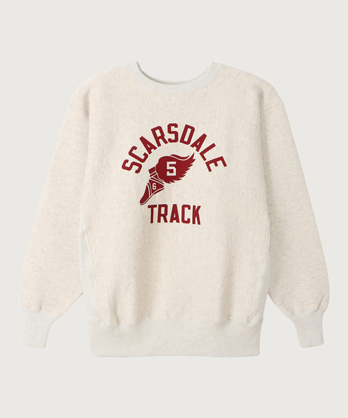 [True To Archives] 2ND SCARSDALE 기모 스웨트셔츠 S.Grey x Maroon