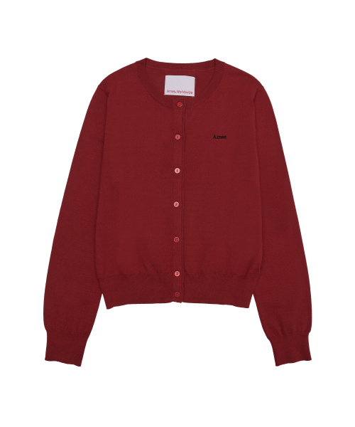 BASIC ROUND NECK CARDIGAN RED