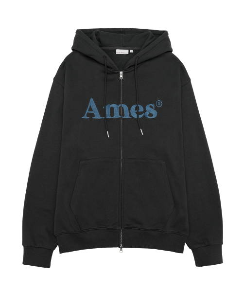 BASIC LOGO HOODIE ZIP UP DEEP CHARCOAL