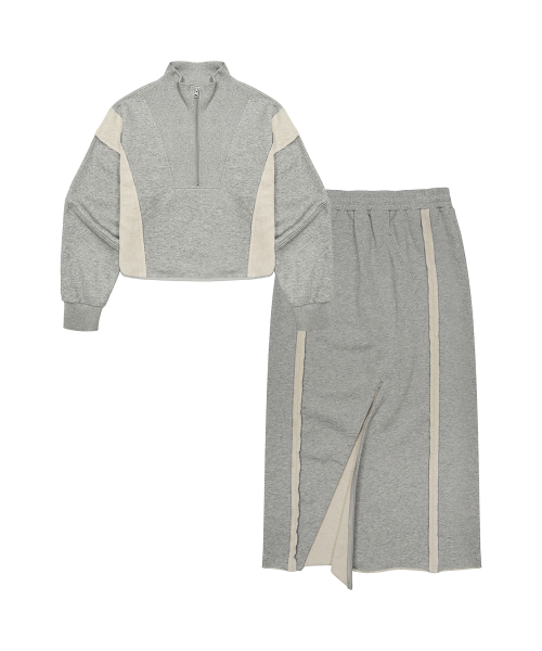 [SET] 크롭 리버스 하프집업 맨투맨 셋업 (2color) ANZSW02W ANZLPT04W