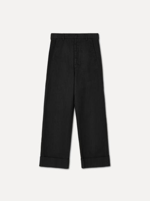W Hamid cuff wide cotton pants black