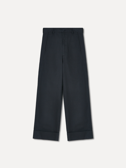 W Hamid cuff wide cotton pants teal dusk