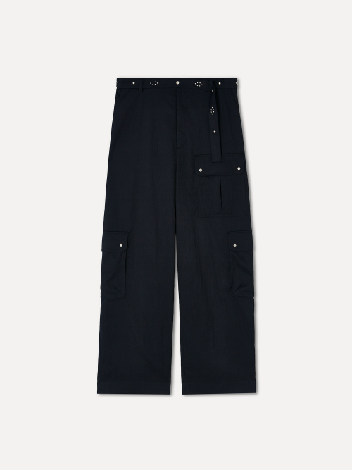 Orvek studded belt multi-pocket pants navy