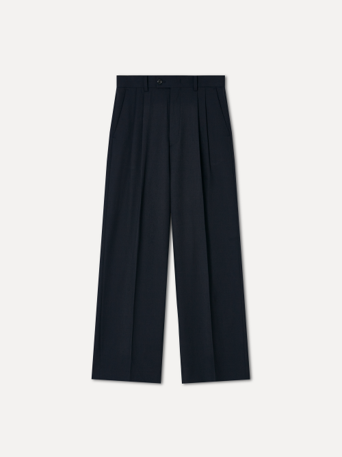 W Cove pleated wide fit pants navy