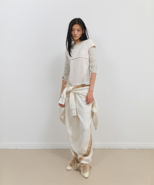 Side Fur Trim Sweatpants / Ivory