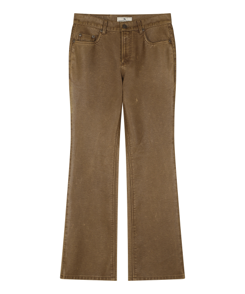W) VINTAGE LEATHER FLARE PANT BROWN
