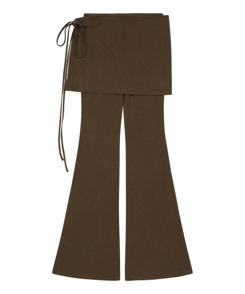W) SOFT FLARE PANT SET BROWN