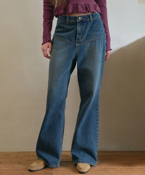 Wide boots cut denim pants_Blue(O25-PT13)