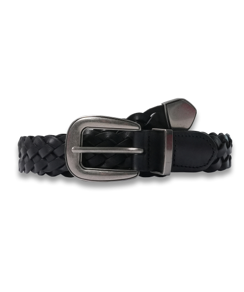 Cowhide Western Weaving Belt BLACK