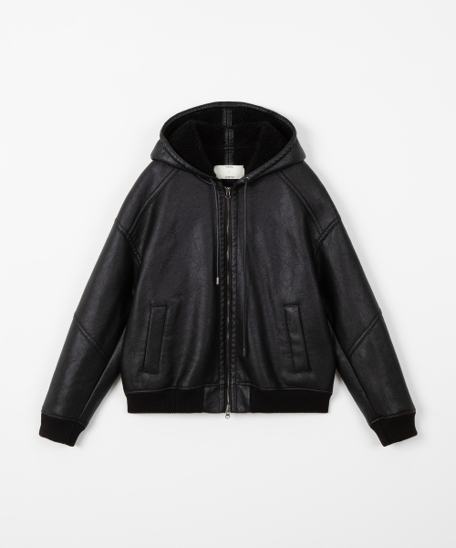 Hooded shearling jumper / BLACK
