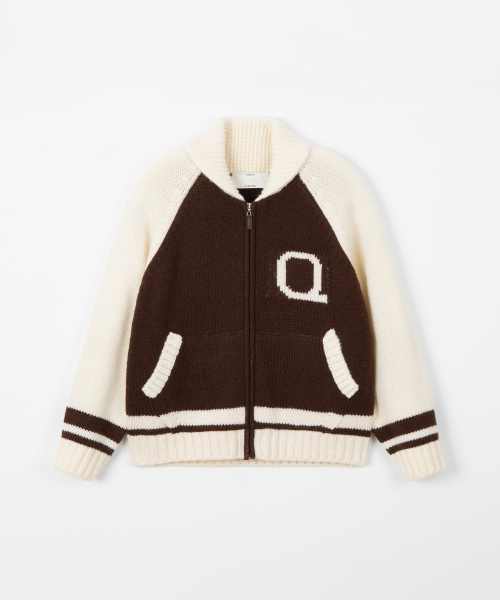 Knit zip-up jumper / BROWN