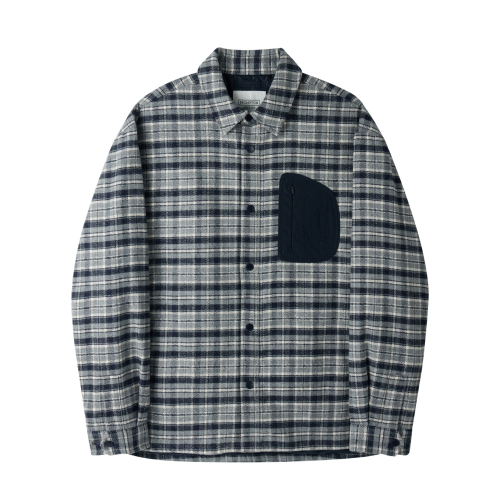 WOVEN PATCH FLANNEL SHACKET - NAVY (P254UPD432)