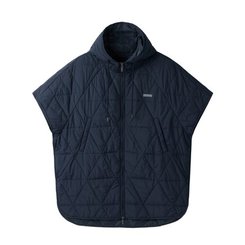 W HALF SLEEVE QUILTED PONCHO - D/NAVY (P254WPV133)
