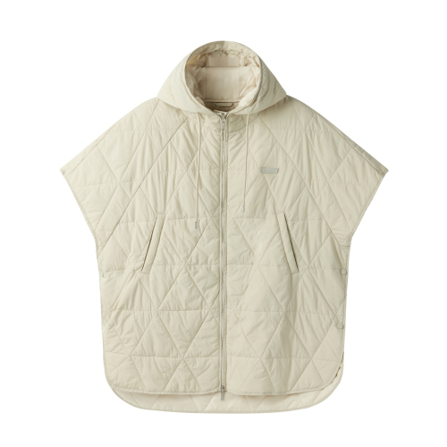 W HALF SLEEVE QUILTED PONCHO - L/BEIGE (P254WPV133)