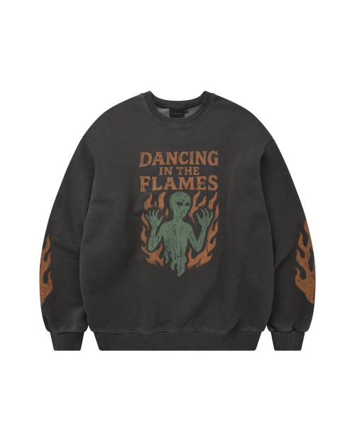 IN THE FLAMES PIGMENT SWEATSHIRT (CHARCOAL)