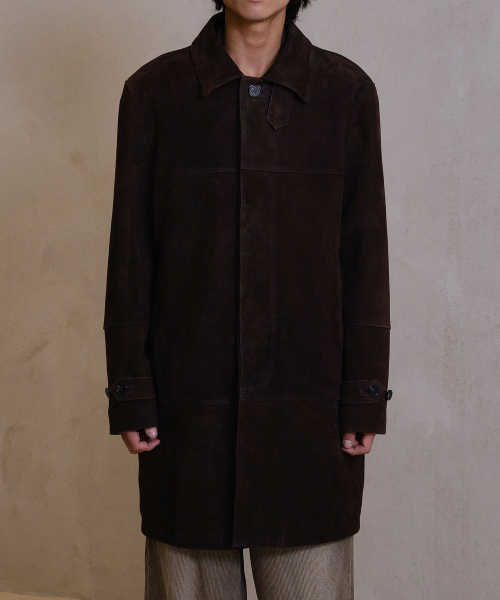 INDIA GOAT SUEDE CAR COAT (BROWN)