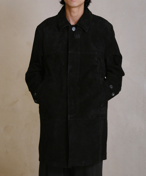 INDIA GOAT SUEDE CAR COAT (BLACK)