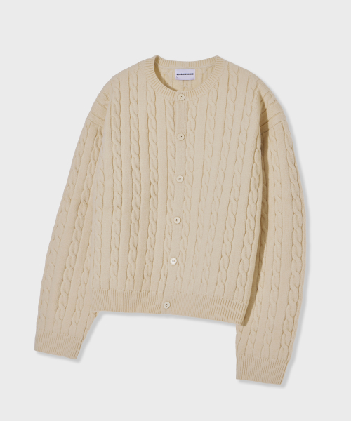Тяжелый кабельный кардиган Cream