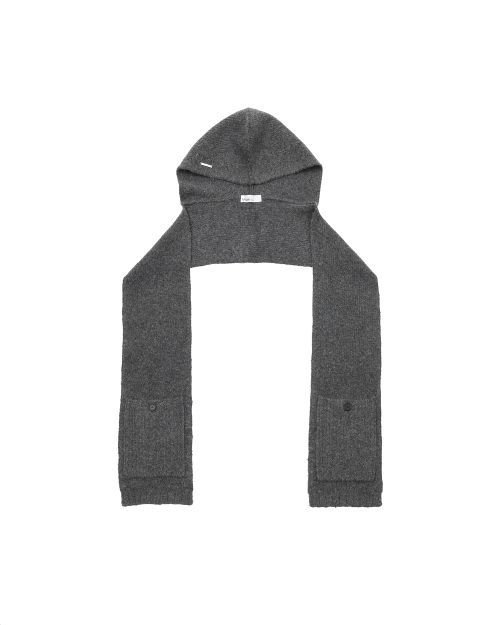 MUSINSA | MISEKI SEOUL Hoodie pocket knit muffler GREY