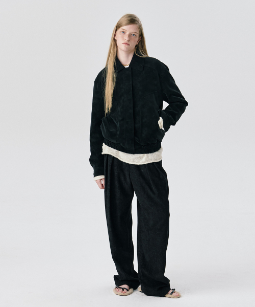 Soft Suede Seam Бомбер_Black