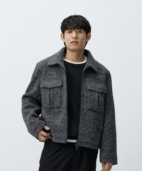 Двусторонняя куртка на молнии с карманами Dark Gray MMFFMJP-166DG