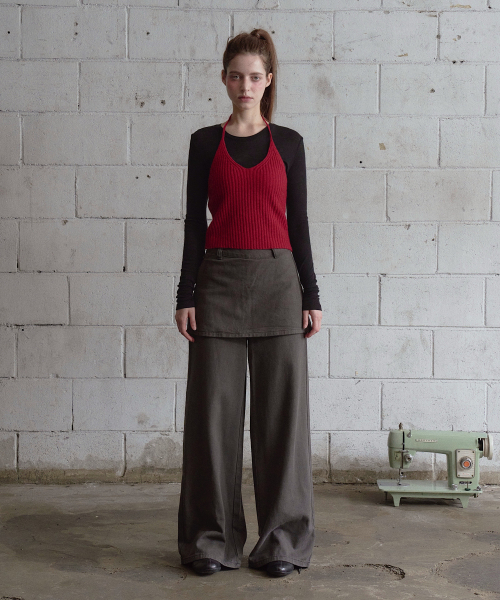 DENIM LAYERED WIDE PANTS