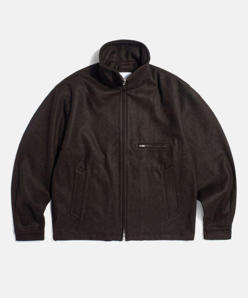 Wool Blend Track Blouson Dark Brown