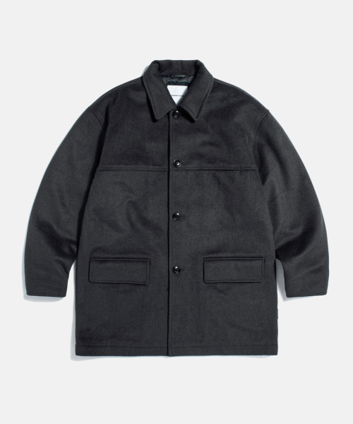 Wool Blend Car Coat Charcoal
