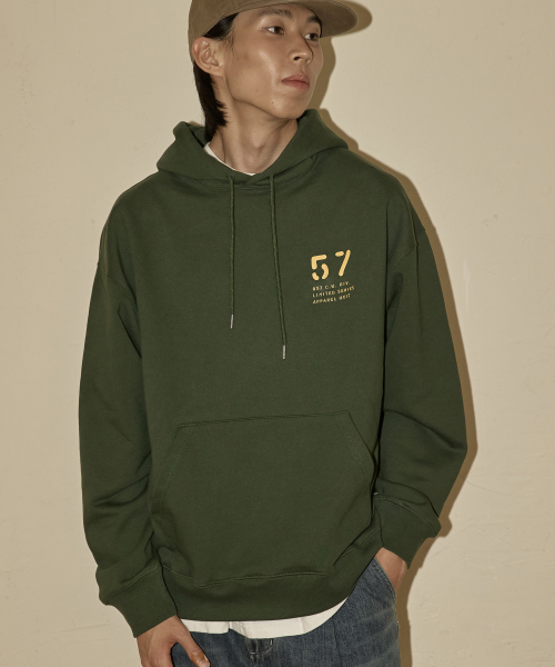 NO.057 длинный пуловер худи Dark Green