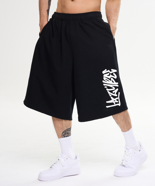 Гигант широкий bermuda спортивный большой логотип спортзал спортивный трусы M Black