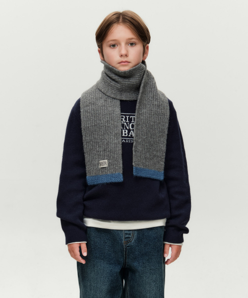 KIDS CLASSIC LOGO KNIT MUFFLER heather gray
