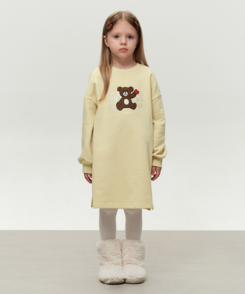 KIDS BEAR CLASSIC LOGO SWEAT DRESS (BRUSHED) light yellow