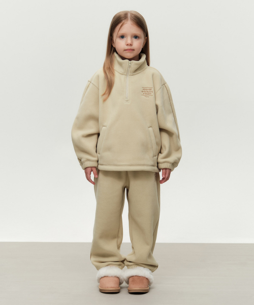 마리떼 키즈 KIDS HALF ZIP-UP FLEECE SET-UP beige