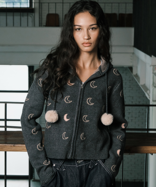MOON KNITTED ZIP-UP худи CHARCOAL
