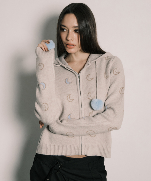 MOON KNITTED ZIP-UP худи IVORY