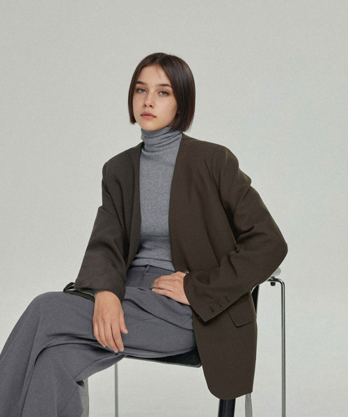 Жакет Urban с поясом без воротника_brown