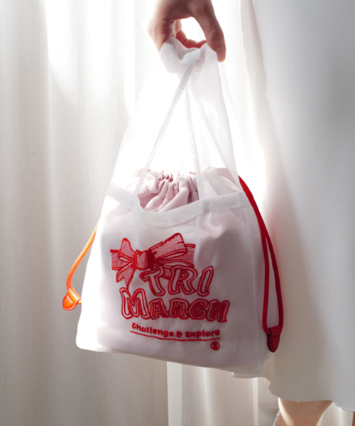 Tri / Retro Ribbon tote bag / Pink