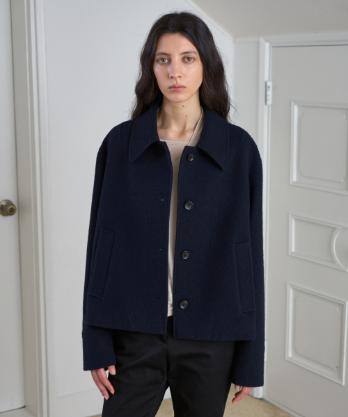 Minimal Crop пальто / Navy