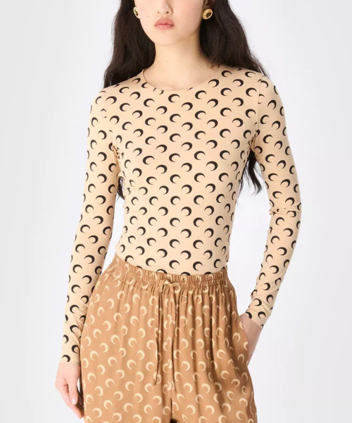 (W) Лонгслив MOON PRINTED JERSEY LS CREWNECK TOP TA10 TAN