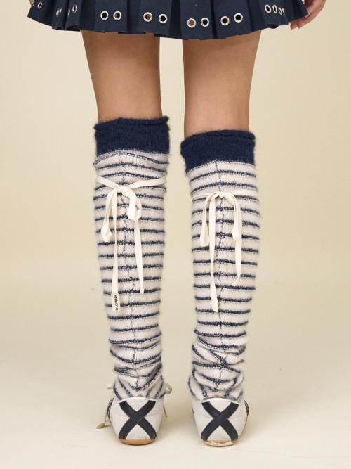 SUNDAE STRIPE KNIT WARMER (NAVY)