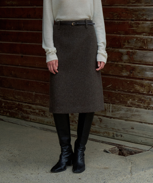 Wool Midi Skirt[LMBEWISK410]-2color
